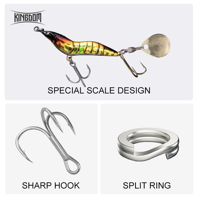 Kingdom Metal Shrimp Fishing Lure 8 5g 14g 21g 28g Sinking Jigging Bait with Spoon For Bass Pike - imagen 4