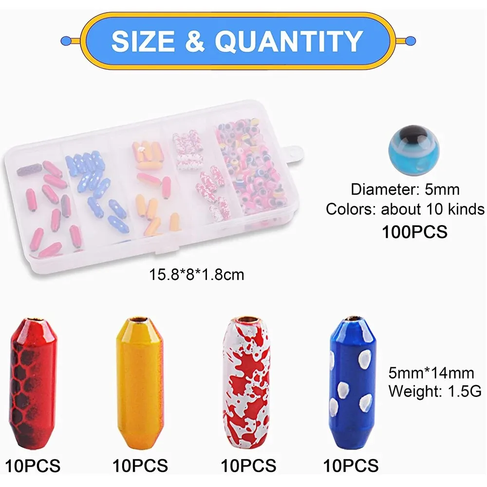 140 Uds. Kit de cuerpos de señuelo giratorio de pesca, pesas de plomo de pesca, señuelos giratorios de latón pintados, cuentas de ojo de pez, Spinnerbait en línea - imagen 2