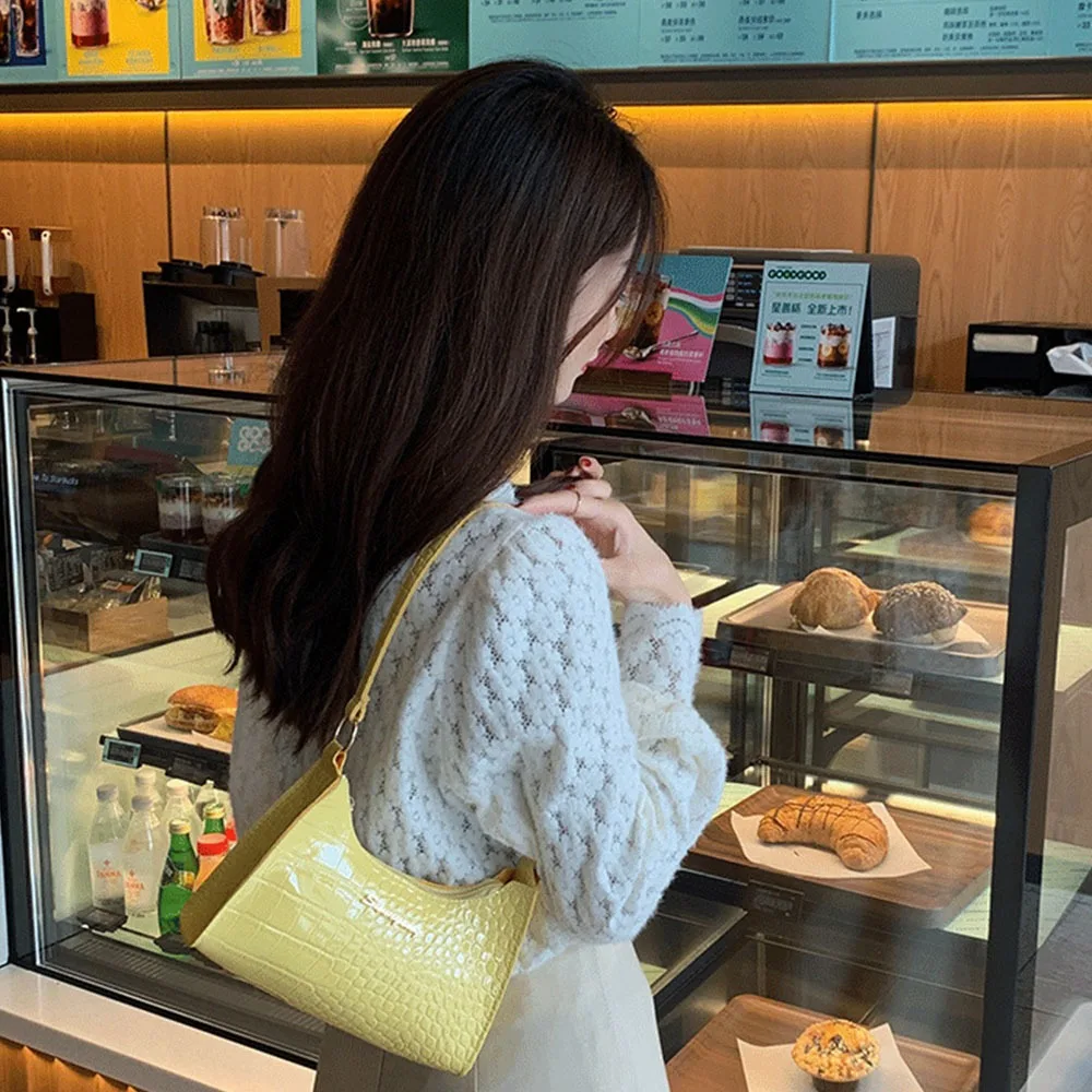 Nuevo Bolso de hombro de PU, bolsos simples informales para las axilas, bolso versátil de Color sólido - imagen 3