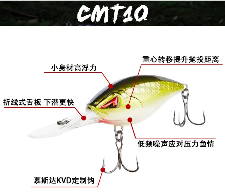 American ARK nuevo CMT10 pequeño señuelo de tiro medio Rock Fat manivela cebo duro cebo de búsqueda perca cebo de pesca - imagen 4