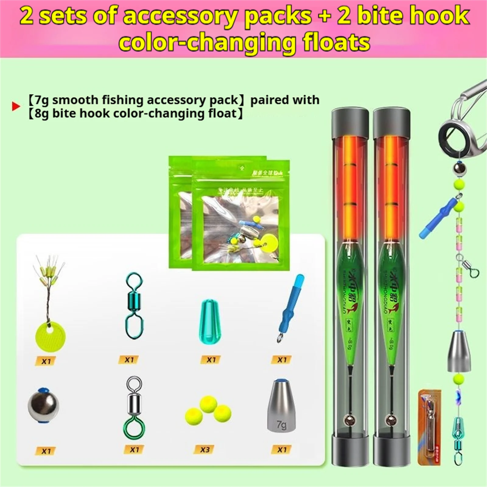 Flotador de pesca luminoso, flotador inteligente de hundimiento automático que cambia de Color para agua dulce, agua salada, invierno, engranajes de pesca en hielo 2025 - imagen 2