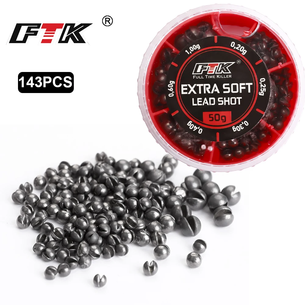 FTK 143 Uds. Juegos mixtos 0,2g-1g pesas de pesca de tiro dividido redondo plomo explosión flotador de pesca peso accesorios de pesca