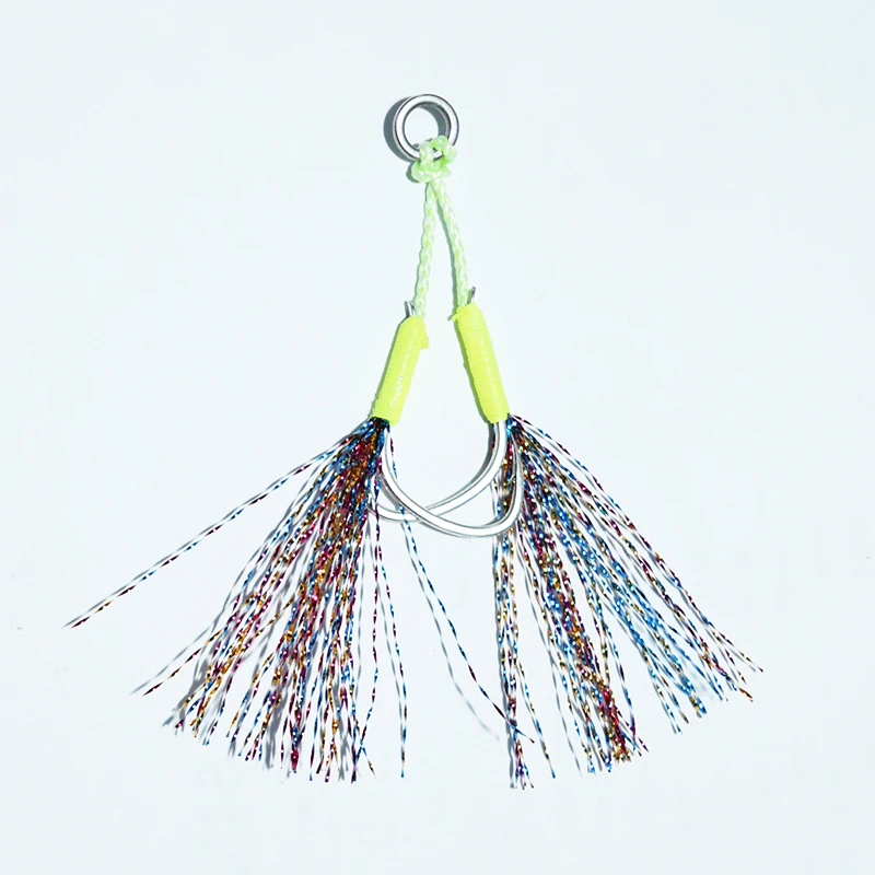 Anzuelos dobles con pluma antimordeduras – Slow jigging de mar - imagen 2
