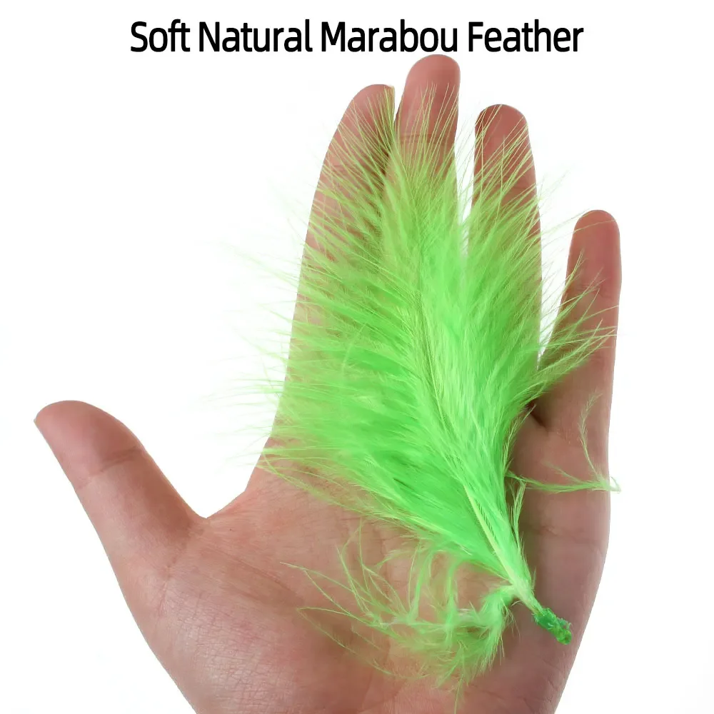 Bimoo, 2 paquetes de plumas de marabú naturales de 3 ~ 4 pulgadas para atar moscas Streamer, plantilla, señuelo, Bugger lanoso, sanguijuela, cebo para moscas, Material para atar peces - imagen 4