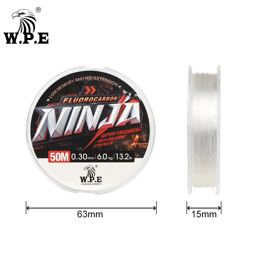 W.P.E-línea de pesca de fibra de carbono, aparejos de línea de pesca de fluorocarbono, 014mm-0,40mm, 1,3 kg-10,8 kg, 2.9lb-23.8lb, 1 piezas - imagen 4