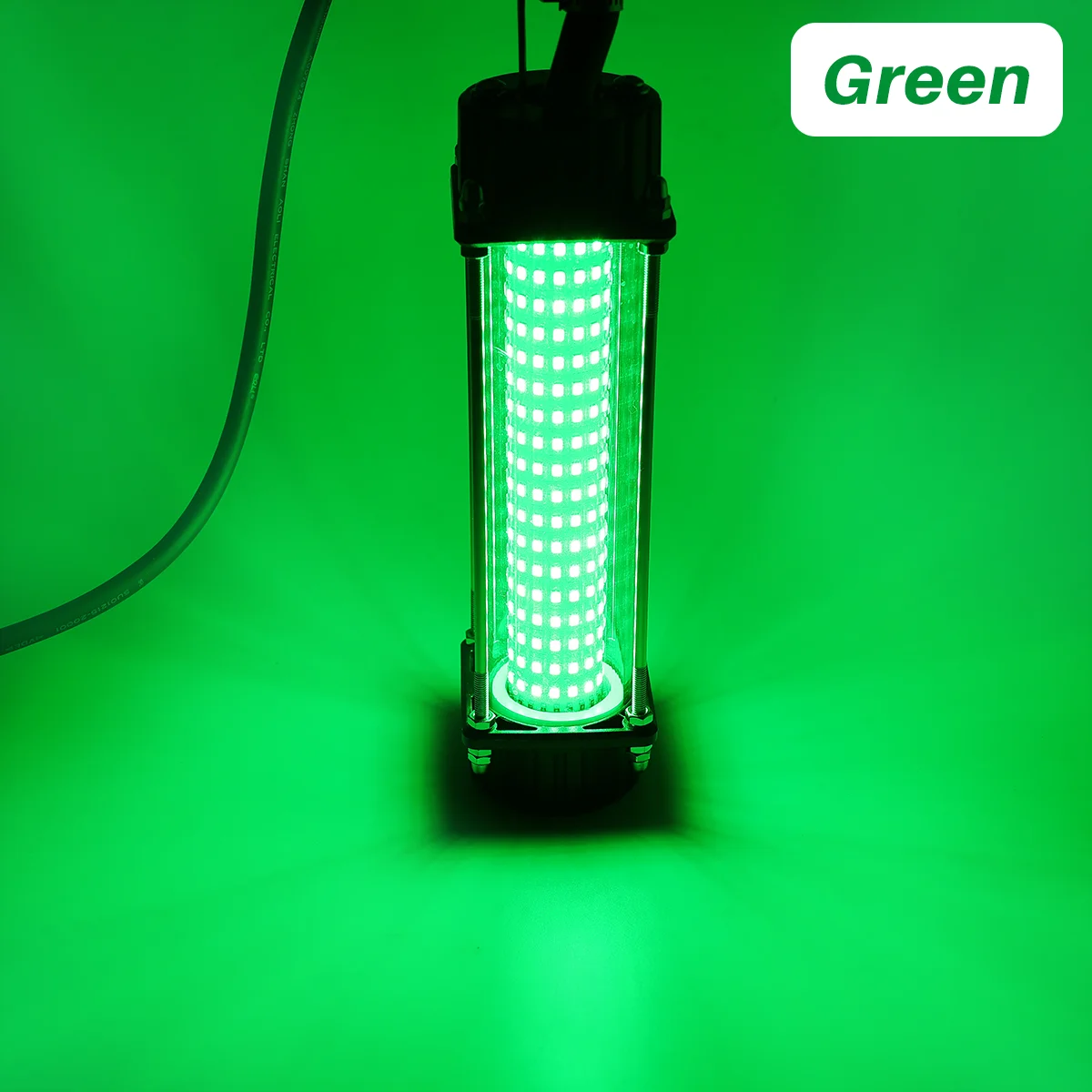 Equipo de pesca especial de noche, verde y blanco, 12V, 120W, luz de pesca nocturna impermeable subacuática de alta potencia, cebo sumergible - imagen 5