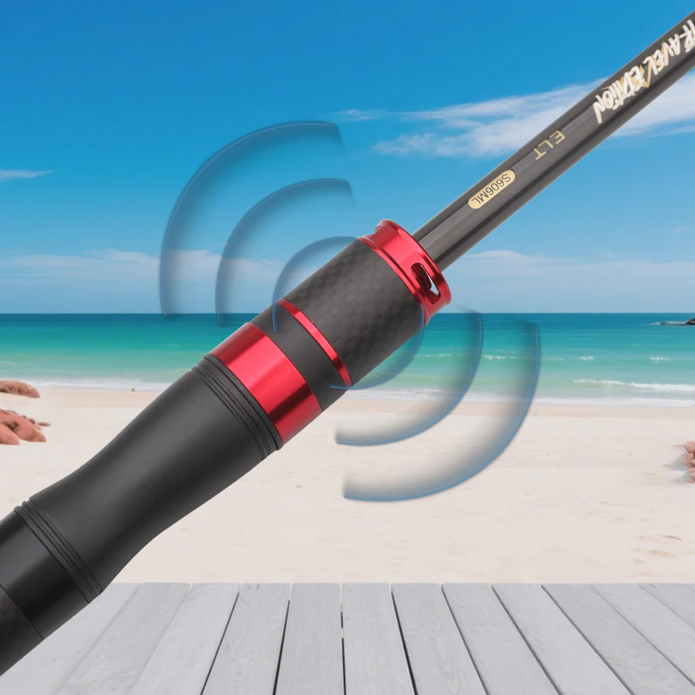 ROLLFISH-caña de pescar telescópica portátil de fibra de carbono para viaje, señuelo giratorio, con carrete de sonido, asiento de acción ML + línea de 100M - imagen 3