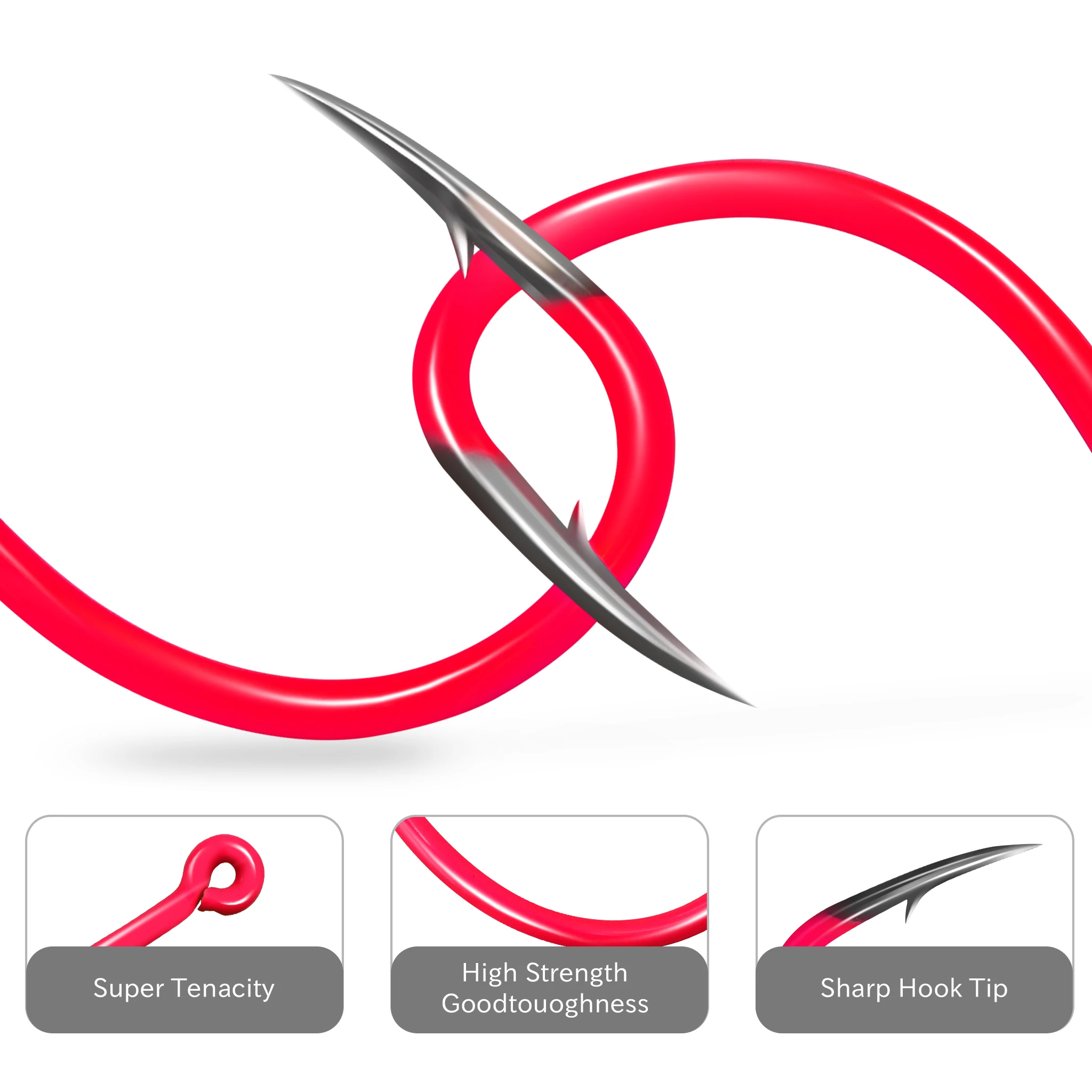 ZYZHE 3 ~ 6 unids/lote ganchos de pulpo rosa 6/0 #   7/0 #   8/0 #   10/0 #   Anzuelos compensados afilados resistentes a la corrosión con revestimiento amarillo fluorescente - imagen 4