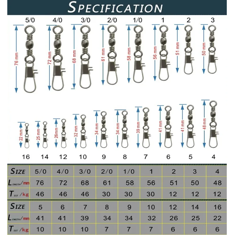 Conector de pesca de barril giratorio, grúa con broche, venta al por mayor, aparejos terminales, precio barato de fábrica de China, tamaño 1, 2, 500, 2/0, piezas - imagen 3