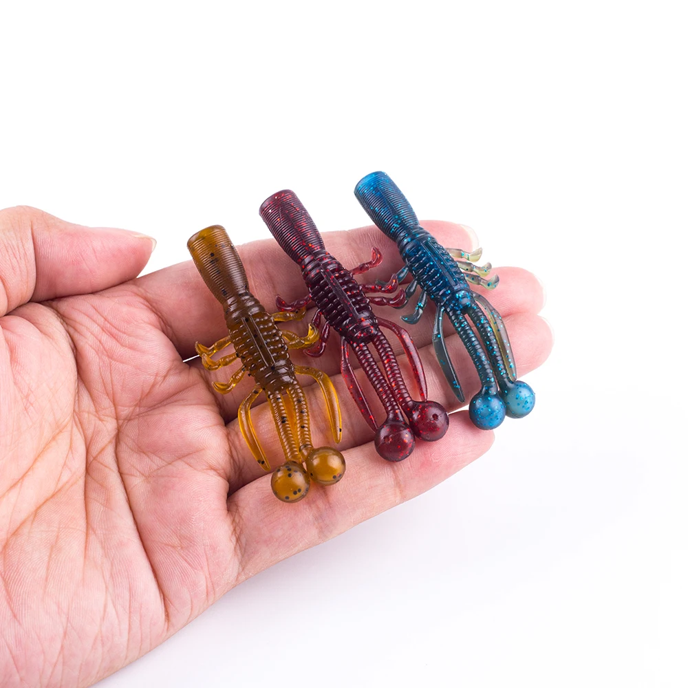 Hanlin-señuelo de Pesca flotante, cebo blando de 8 piezas, 68mm/2,3g, de plástico, para camarones, langostas, gusanos, sábalo, Anguila, aparejos de lubina - imagen 5