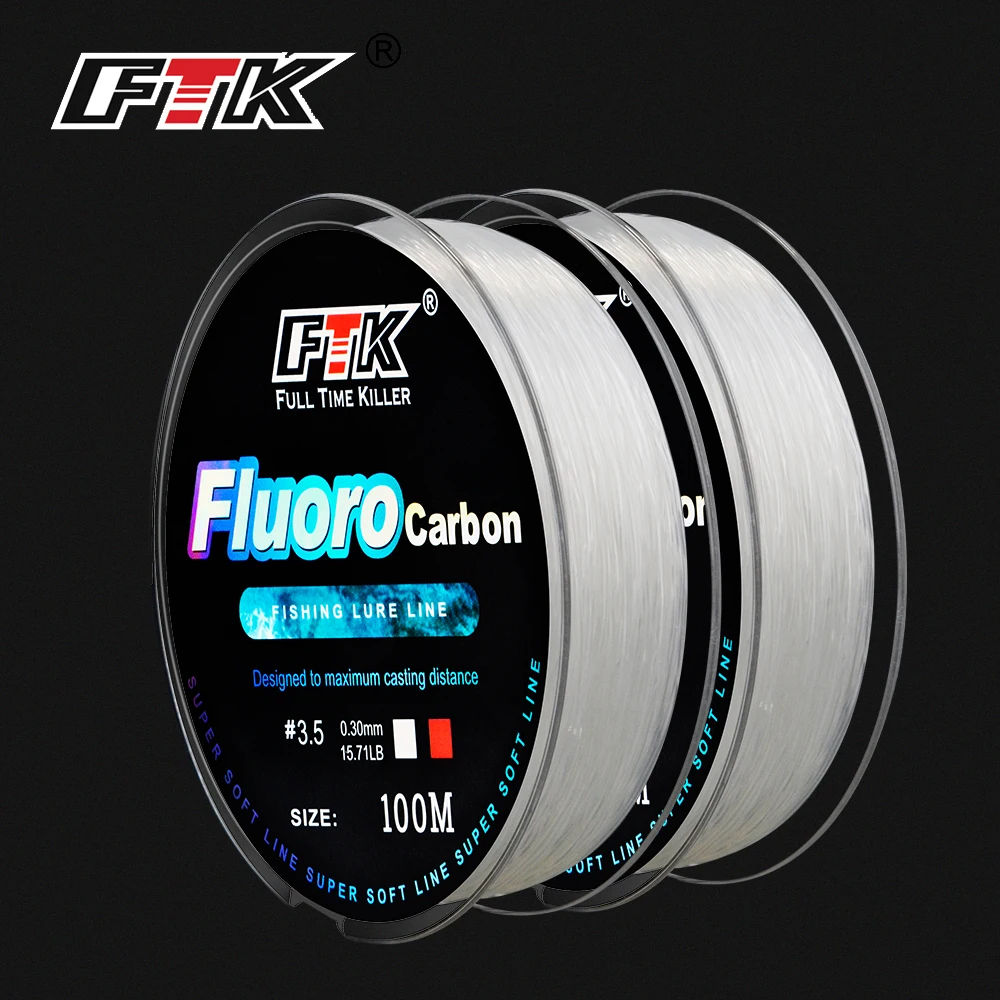 FTK-línea de pesca con revestimiento de fluorocarbono, hilo líder de monofilamento de fibra de carbono, 100M, 4,14 LB-34,32 LB - imagen 5