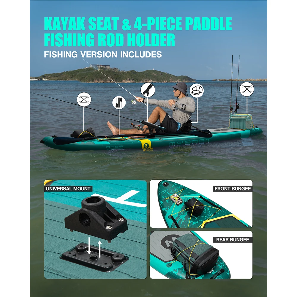 Myboat SUB tabla de Paddle inflable impermeable 11'6''x35''x6''Pesca acuática de estilo de pie para adultos con accesorios SUP сап soltрд - imagen 5