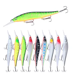 10 Uds. Señuelos de pesca flotantes Minnow Wobblers cebo duro Artificial con Triple gancho para lubina Crankbait