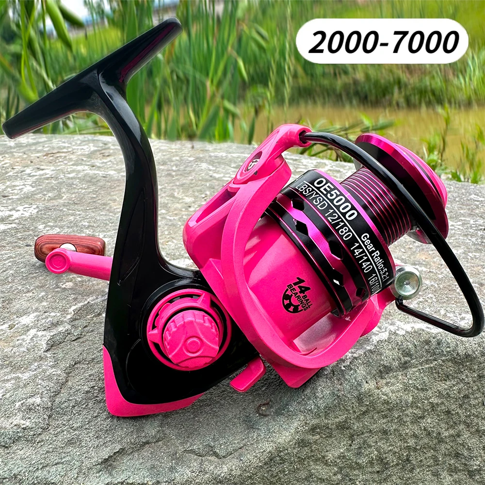 Carrete de pesca giratorio 2000-7000, 5,2: 1, copa de línea de Metal, carrete de pesca de carpa con línea, aparejos de mar, intercambiable izquierda y derecha - imagen 5