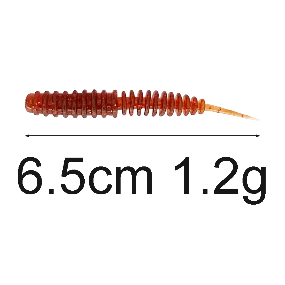 Lote de 10 unidades, 6,5 cm/1,2g, cebo road-sub, pez mandarín, cola de tornillo, luz trasera recta, gusano de baile - imagen 5