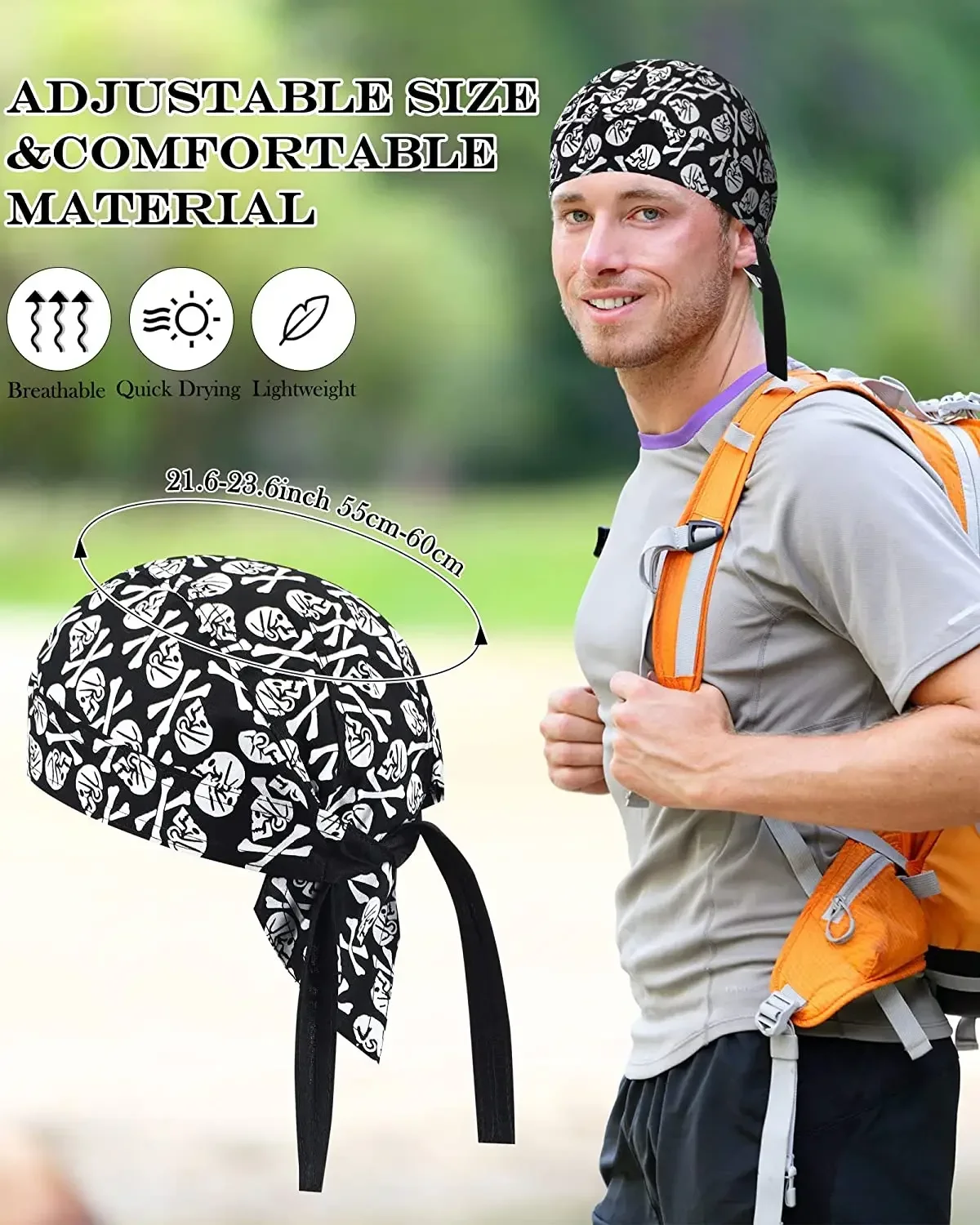 Gorro de pirata con calavera de ciclismo para hombres y mujeres, Bandana transpirable, forro de casco, antisudor, UV, diadema deportiva, bufanda, 1 piezas - imagen 2