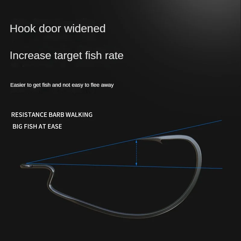 Anzuelo de manivela de alta calidad, accesorio de 50 piezas, 1 #2 #4 #1/0 #, anillo circular de acero al carbono, púas, plantilla de vientre ancho, gancho de mar, señuelo suave, anzuelos de gusano - imagen 2