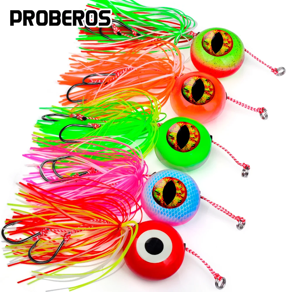 Proberos-señuelo de pesca con cabeza de anzuelo lento, falda de pulpo con anzuelo de asistencia de Metal, colores mezclados, faldas de calamar de agua salada, 1 ud. - imagen 2