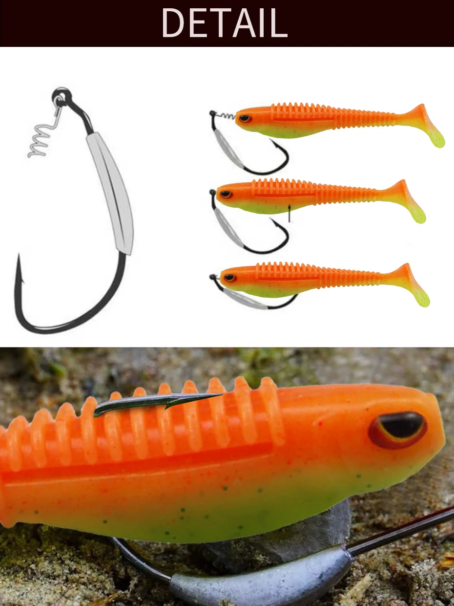 ESFISHING-anzuelo de pesca, 5 uds., 3,5g, 10g, 14g, 26g, manivela ancha de acero rico en carbono, anzuelo compensado, cabeza de plantilla, señuelo suave para Lucio - imagen 5