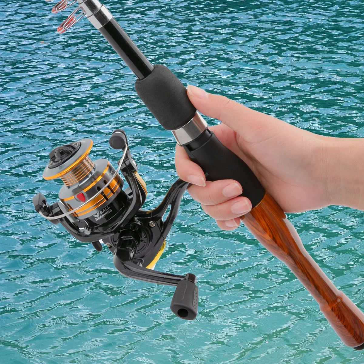 Kit caña y carrete spinning fibra carbono retráctil para pesca en mar - imagen 5