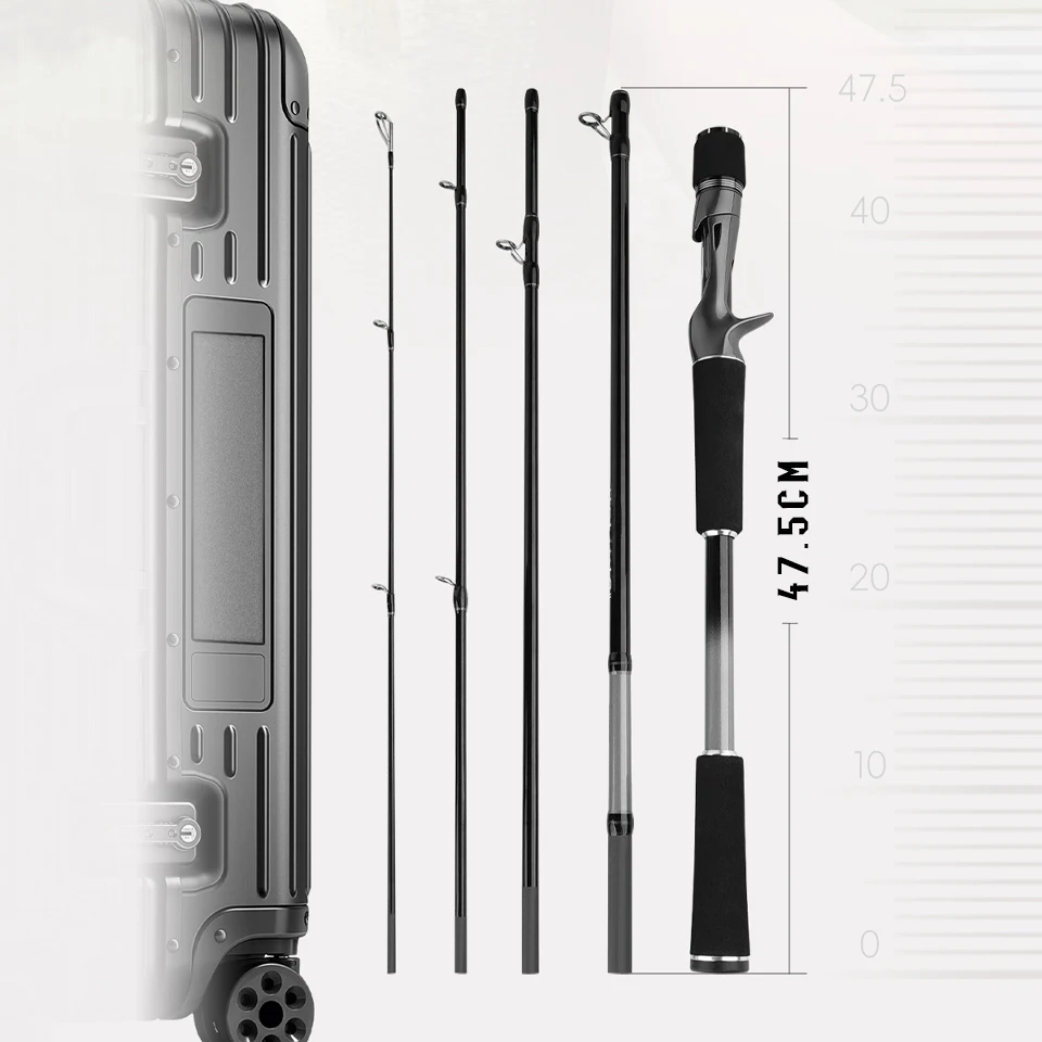 Caña de señuelo de cinco secciones: fabricada en fibra de carbono, con punta sensible para una fundición precisa, guías duraderas y un agarre cómodo. - imagen 3