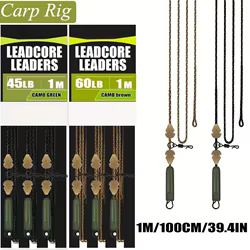 Juego de sedal trenzado con núcleo de plomo incluido listo para usar para pesca de carpa con accesorios giratorios de cambio rápido, Rigtrip