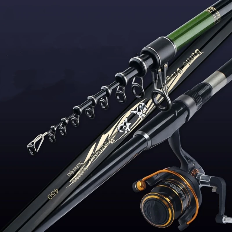 Caña de pescar ultraligera superdura, sección larga, caña de mano fuerte, peso de pesca pesado, distancia de lanzamiento telescópica - imagen 4
