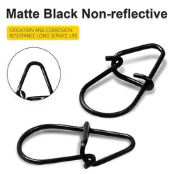100 unids/pack negro mate broches de pesca Crankbait broches Clips para señuelos de lubina anzuelo de acero inoxidable aparejos de pesca