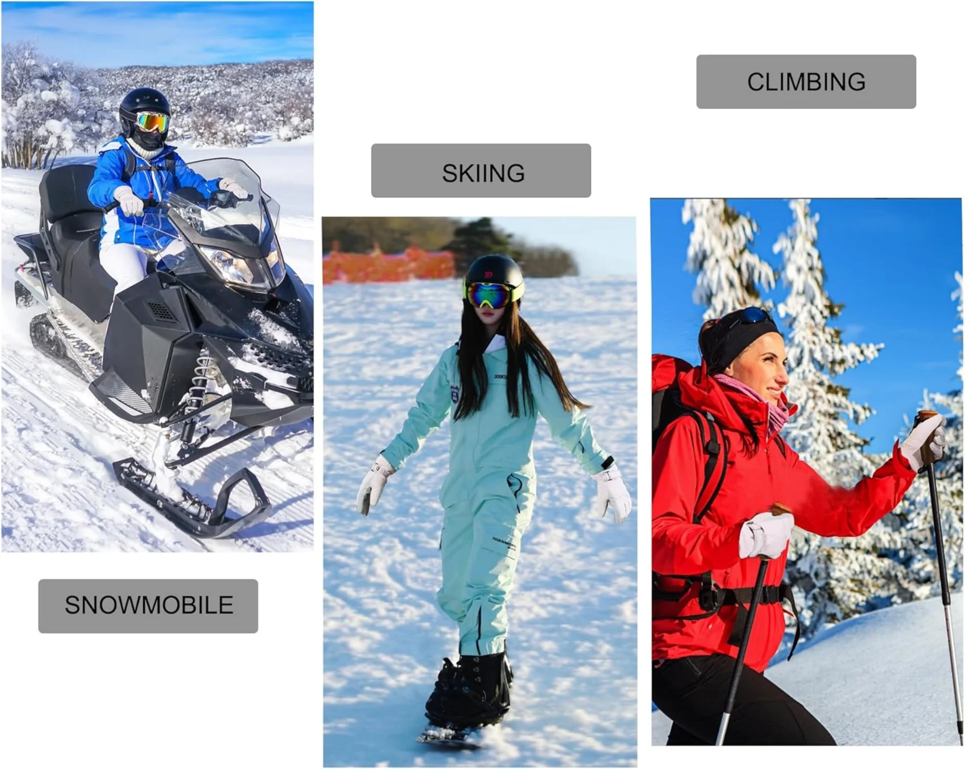 Guantes cálidos de invierno, diseño de patrón de letras a la moda, guantes de felpa gruesos para acampar, ciclismo, esquí, manoplas impermeables para exteriores - imagen 2