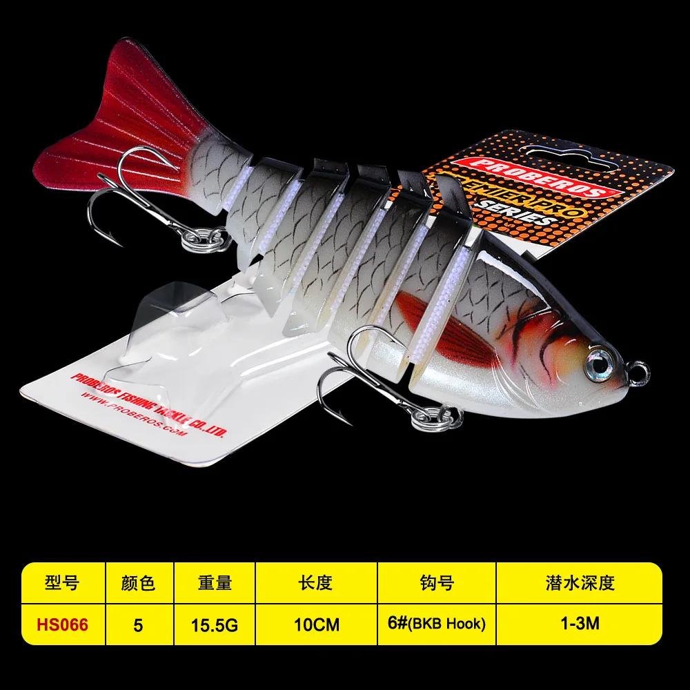 Mini señuelo de pesca multiarticulado Swimbait, juego de 7 segmentos, cebo Flexible Swimbait, aparejos biónicos para lubina, 10cm/15,5g - imagen 4