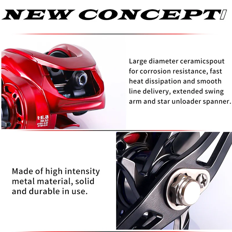 Carrete de pesca ANATONO Baitcasting, carrete ligero, relación de engranaje 6,3: 1, rueda de pesca de Metal, arrastre máximo de 8kg, carrete de pesca de alta velocidad para agua salada - imagen 5