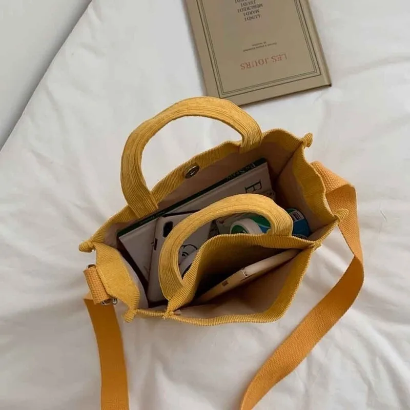 Bolso de hombro de pana con cremallera para mujer, bandolera pequeña de lona de algodón, bolso cruzado Retro Vintage para mujer - imagen 5