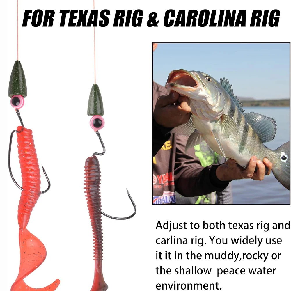 20 piezas bala pesca gusano deslizamiento plomos pesas de pesca Texas Rig y Carolina Rig pesas para lubina señuelo de fundición aparejos de pesca - imagen 5