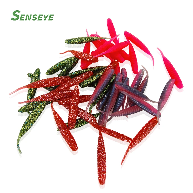 12 Uds. Señuelos de pesca blandos Ajing 4cm0,4g Mini Swimbait de plástico Rockfishing Stream River Sea depredadores más pequeños aparejos de tiro de gota
