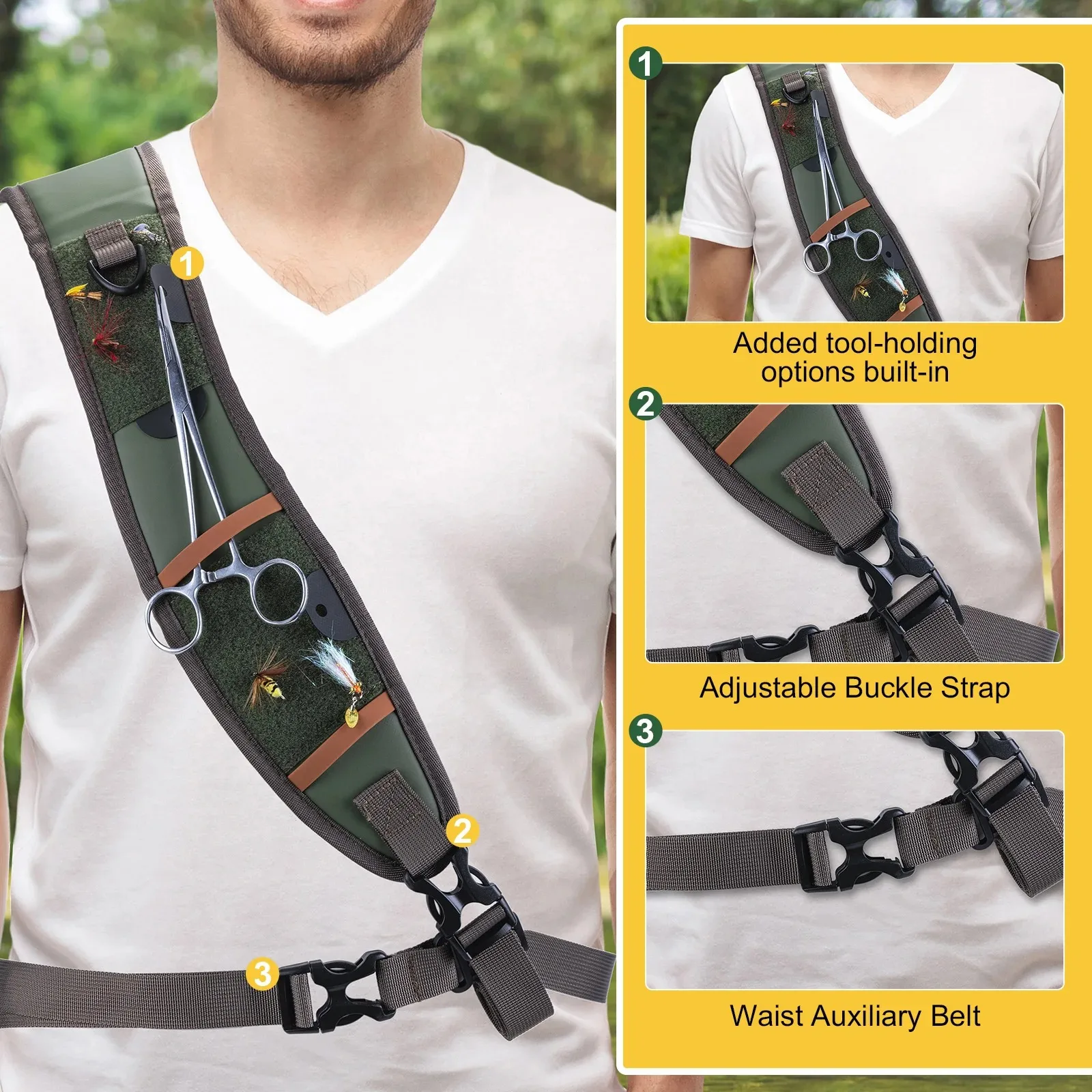 Goture-bolsa de pesca con mosca IPX8, riñonera portátil multifuncional impermeable, bolsa de almacenamiento de herramientas de pesca TUP 840D con soporte para caña - imagen 2