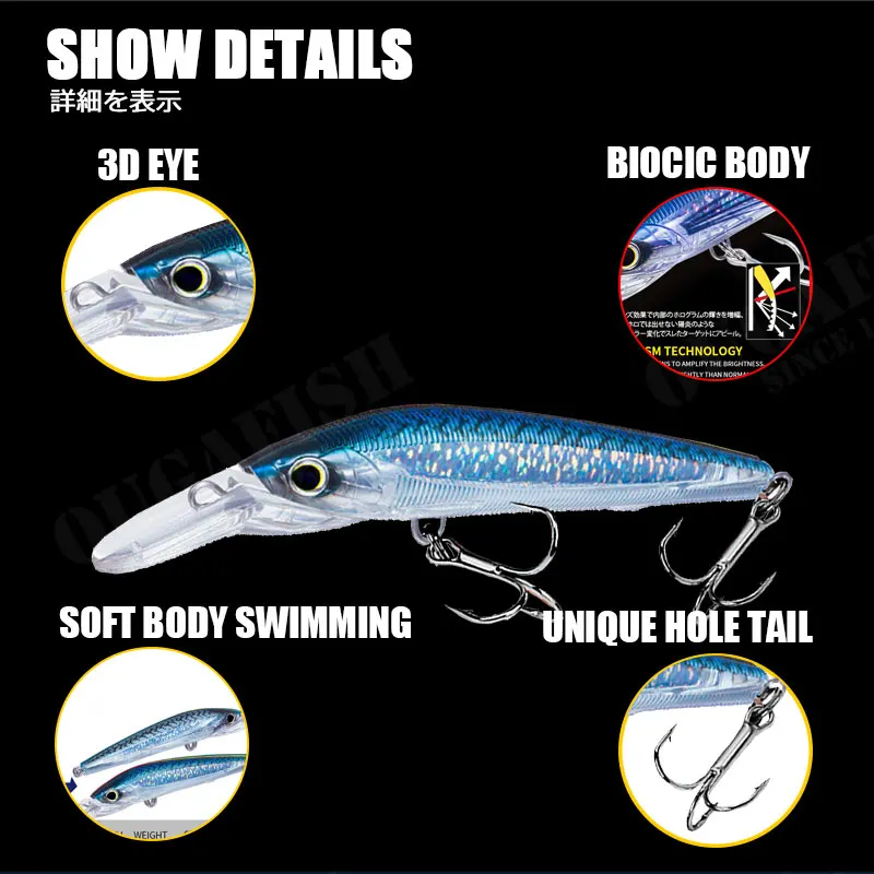 Señuelo de pececillo de Pesca de Mar, 49g, 140mm, plástico biónico, lengua corta Isca, señuelo Artificial, accesorios de pesca, herramienta Peche A La Carpe - imagen 3