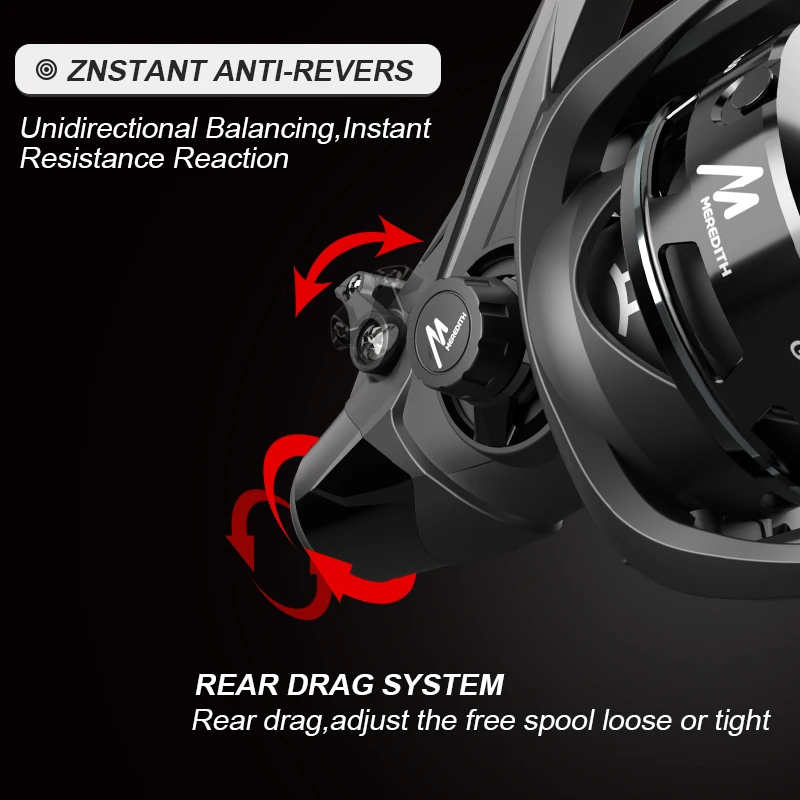 Carrete de pesca serie MEREDITH-GEMINI, sistema de arrastre delantero y trasero, carrete giratorio de agua dulce, doble freno, 10 + 1BB, arrastre de 9kg, nuevo - imagen 3