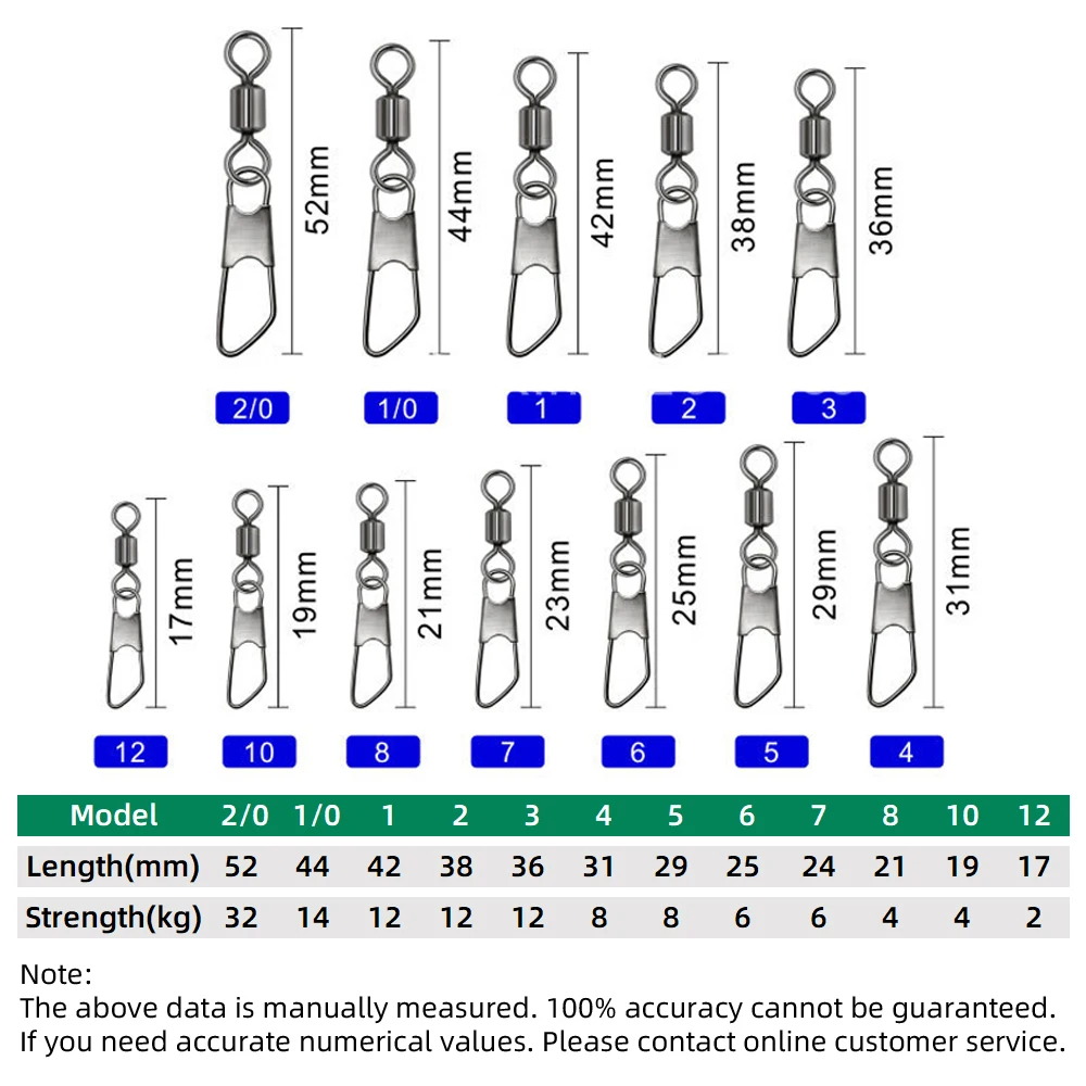 DNDYUJU 100 Uds. Conector de señuelo de pesca con Pin tipo A de acero inoxidable rodamiento de pesca giratorios accesorios de pesca de carpa - imagen 2