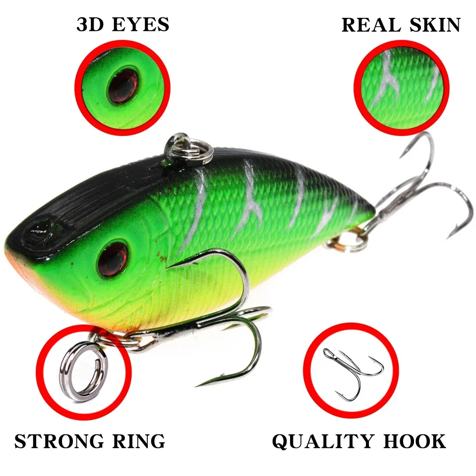 Señuelos de Pesca de hundimiento duro, 1 piezas, 7cm, 11g, anzuelos triples de acero de alto carbono, cebo de pesca, colores variados para elegir, aparejos de pesca - imagen 3