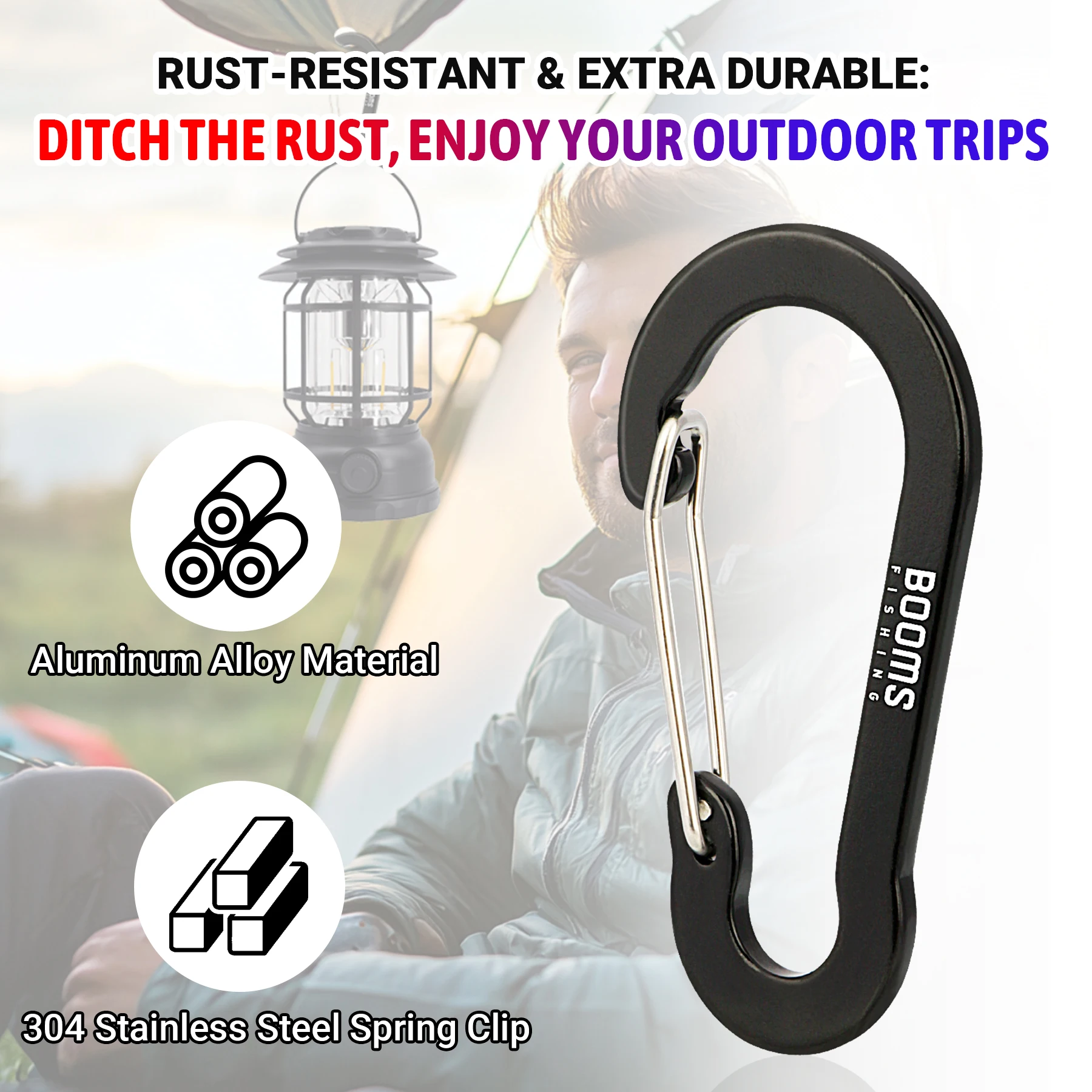 Mosquetones Booms Fishing CC1-30 de aleación 5 cm con cierre seguridad para pesca - imagen 2