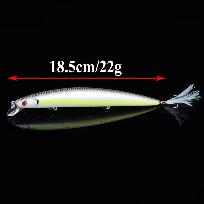 Señuelo de pesca Minnow Wobblers, 18,5 cm, 22g, cebo duro Artificial, anzuelo de plumas, cebo Isca, aparejos de pesca Crankbait, 1 ud. - imagen 3
