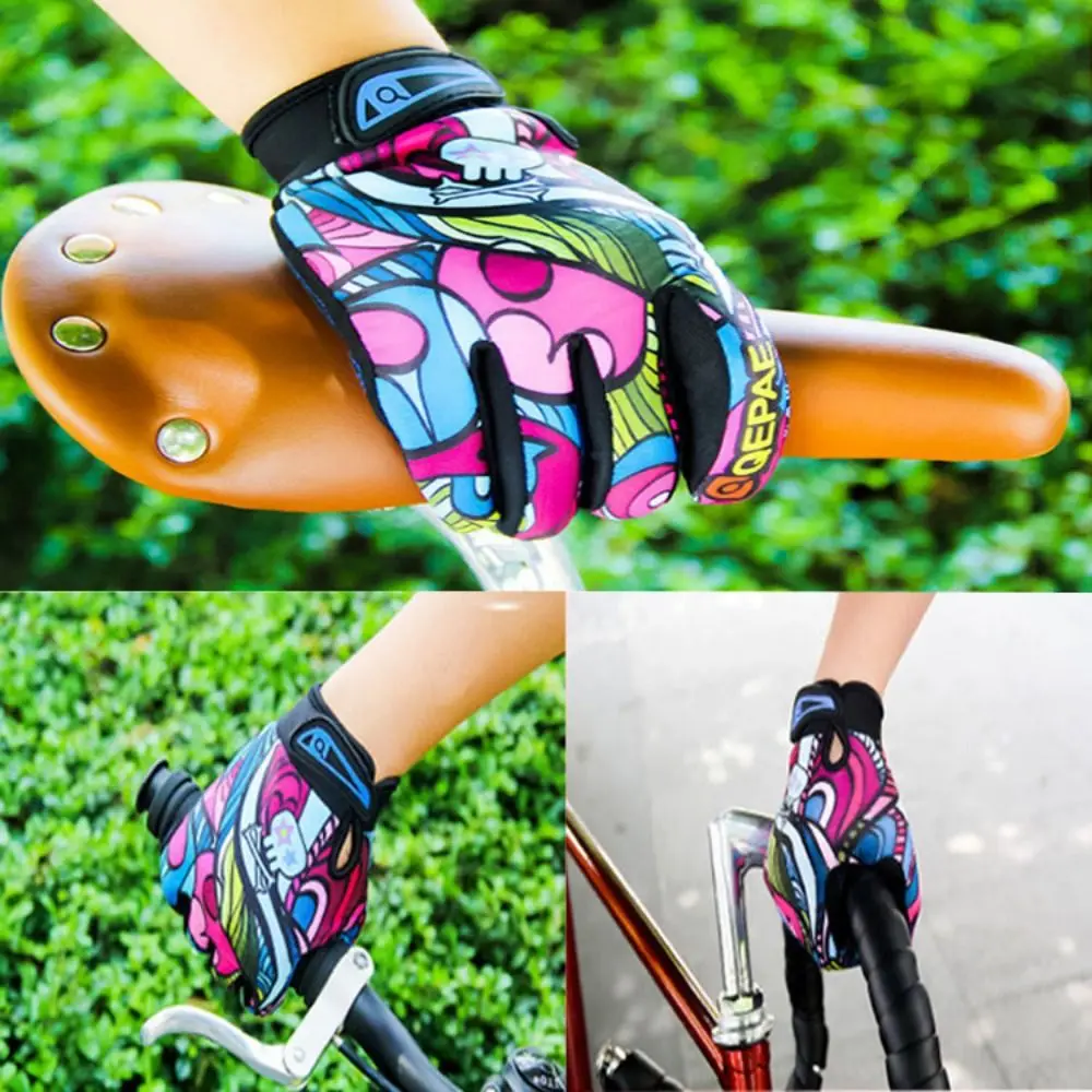 Guantes antideslizantes de dedo completo para ciclismo, protectores de manos transpirables, antideslizantes, con estampado de liberación del sudor, 1 par - imagen 5