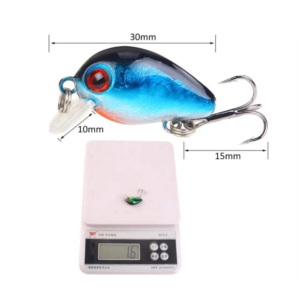 1 Uds Mini señuelo de pesca Crankbait 3cm 1,6g Topwater cebo duro Artificial Bass Wobblers aparejos de pesca de Lucio - imagen 4