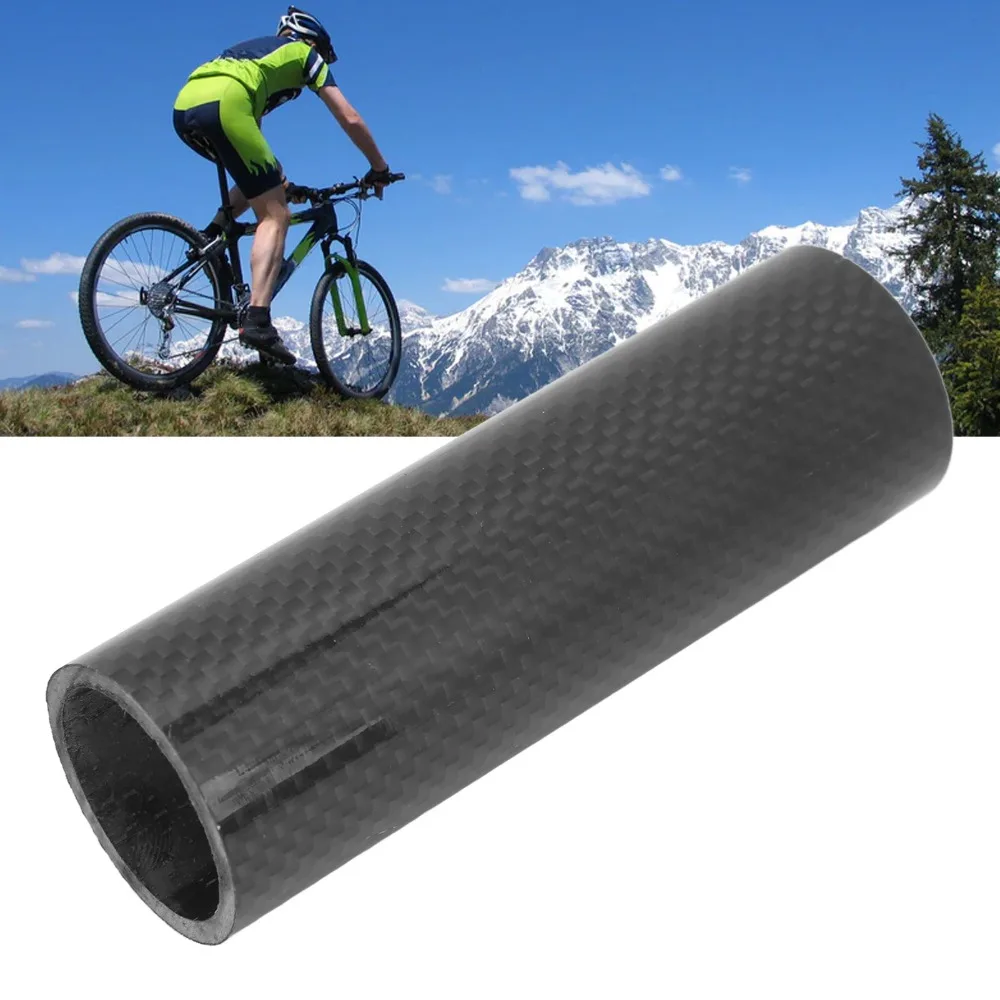 Espaciador de auriculares de bicicleta de fibra de carbono 3K, 10cm de longitud, arandela de horquilla de bicicleta negra, espaciador de vástago de bicicleta de 28,6mm de diámetro, accesorios para bicicleta - imagen 2