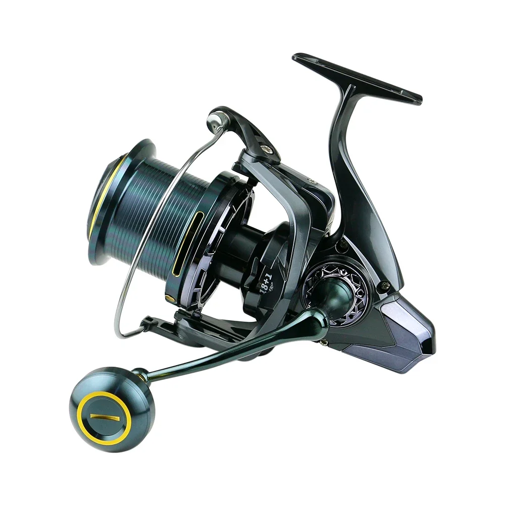 Carrete de pesca ultraligero de aleación de aluminio, rueda giratoria de fundición larga, anticorrosión, serie 9000-14000, 18 + 1 BB, arrastre 4,7: 1, 20KG - imagen 5