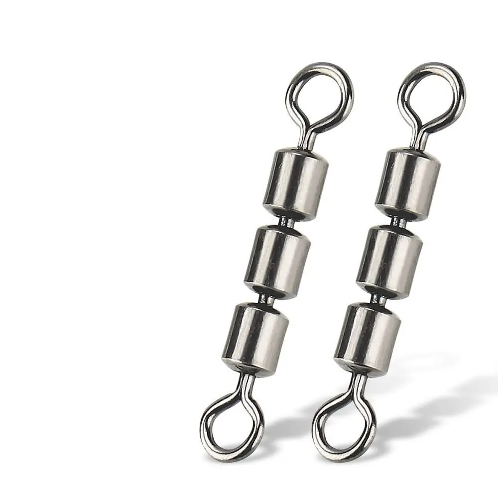 10 Uds. Giratorios de 3 rodillos de alta velocidad Triple rodamiento giratorio de barril de pesca de alta resistencia conexión rápida portátil - imagen 5