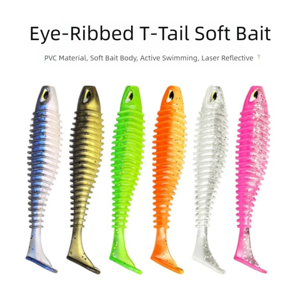 Señuelo suave de 8cm/11cm, Material suave, textura acanalada, cebo de pesca, gusano, Wobbler, acción, cola de paleta, Swimbait, pesca depredatoria, 10 Uds. - imagen 5