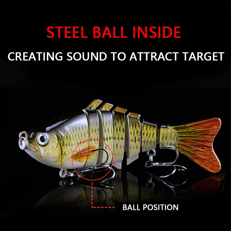 Wobblers-señuelos artificiales de pesca de Lucio, herramientas de pesca de carpa, secciones articuladas múltiples, cebos duros artificiales, 100mm, 15,3g - imagen 4