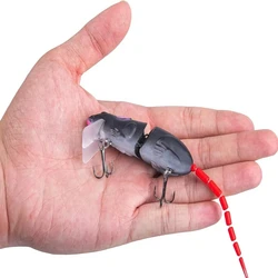 Goture-señuelo de ratón de 3,54 pulgadas/15,5g, anzuelos fuertes de diseño realista, cebo trasero de varias secciones, cebos flotantes, accesorios de aparejos de pesca