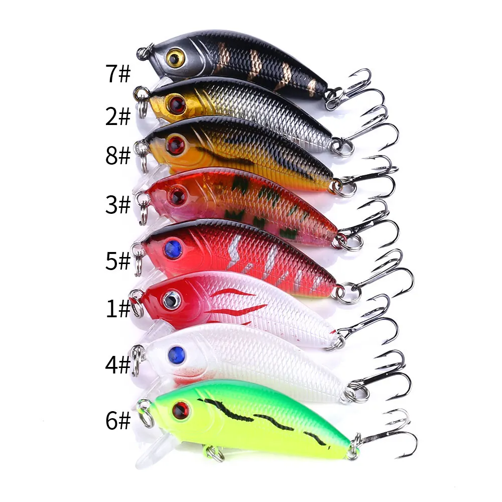 Señuelo de pesca Crankbait de 8 piezas 5 cm 3,6 g # 10 ganchos cebo duro Artificial Wobbler para lubina, Lucio, trucha, perca, aparejos de pesca de agua dulce - imagen 5